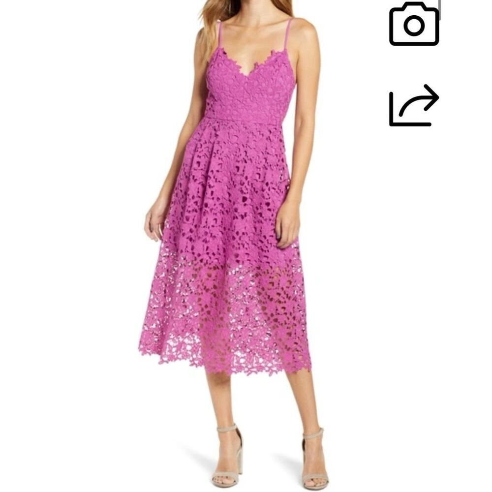 ASTR the Label Lace Midi Dress In Vivid Violet